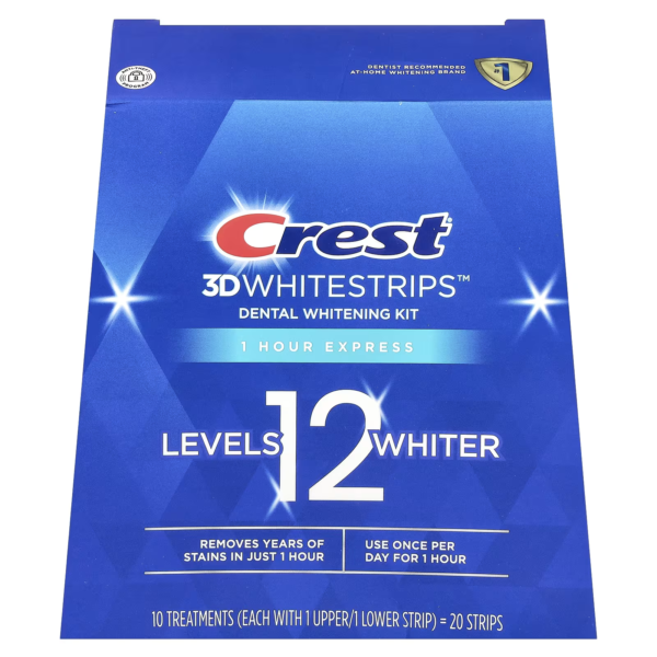 Crest 3D White 1-Hour Express Teeth Whitening Strips, Level 12