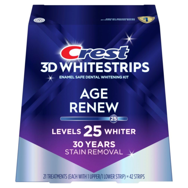 Crest 3D Whitestrips Age Renew Teeth Whitening, 14 strips 7 pouches, Level 25