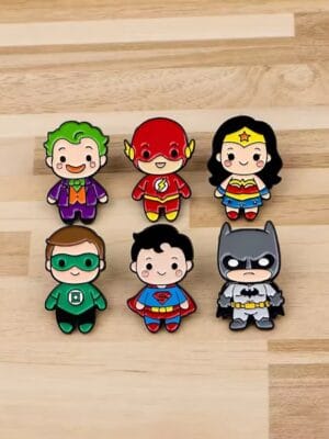 dc super heroes enamel pin bundle 6-pack