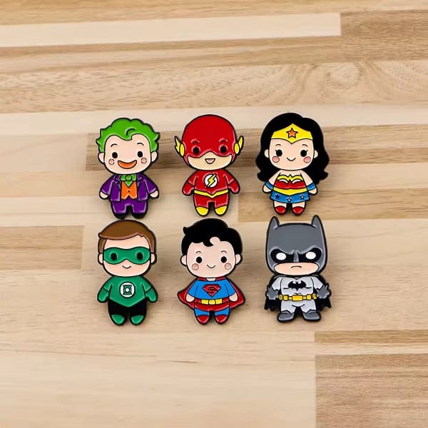 dc super heroes enamel pin bundle 6-pack