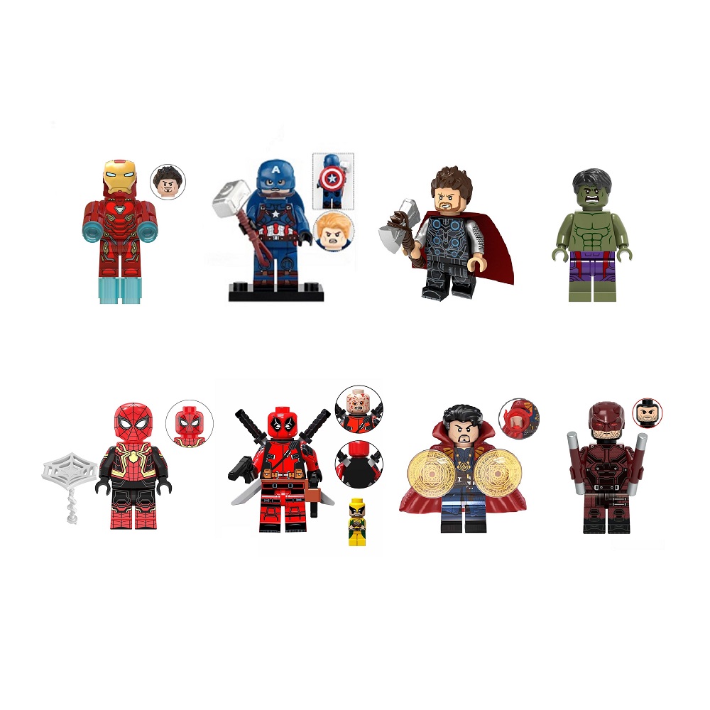 Marvel Super Heroes lego-compatible minifigure bundle 8-pack set